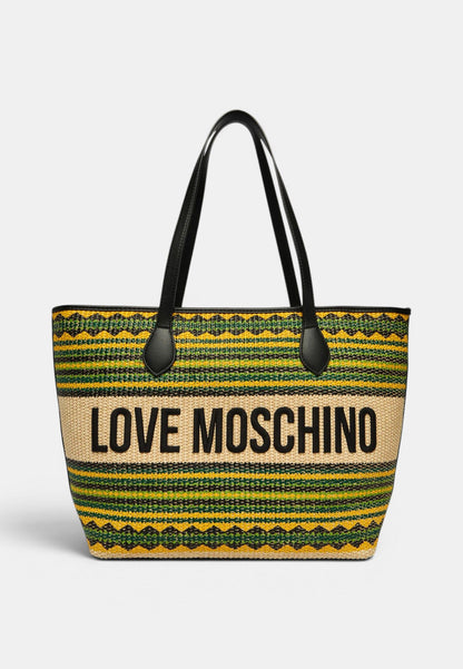 LOVE MOSCHINO - Shopping Bag In Raffia Multicolor