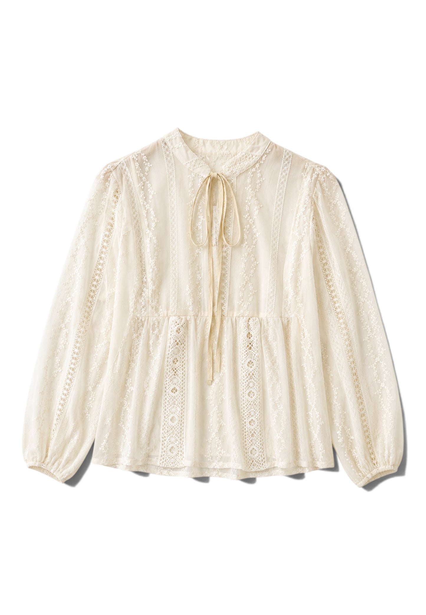 LE STREGHE - Camicia Coreana Pizzo Panna