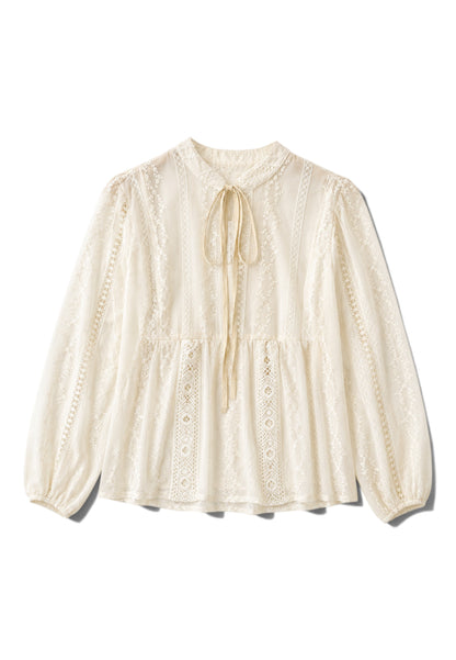 LE STREGHE - Camicia Coreana Pizzo Panna