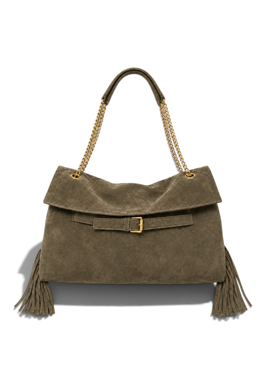NUNZIA - Borsa Boho Chic Verde Militare