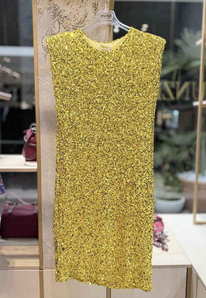 MOTEL - Abito Paillettes Lime