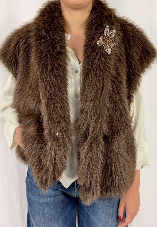 MOTEL - Gilet Ecopelliccia Moro
