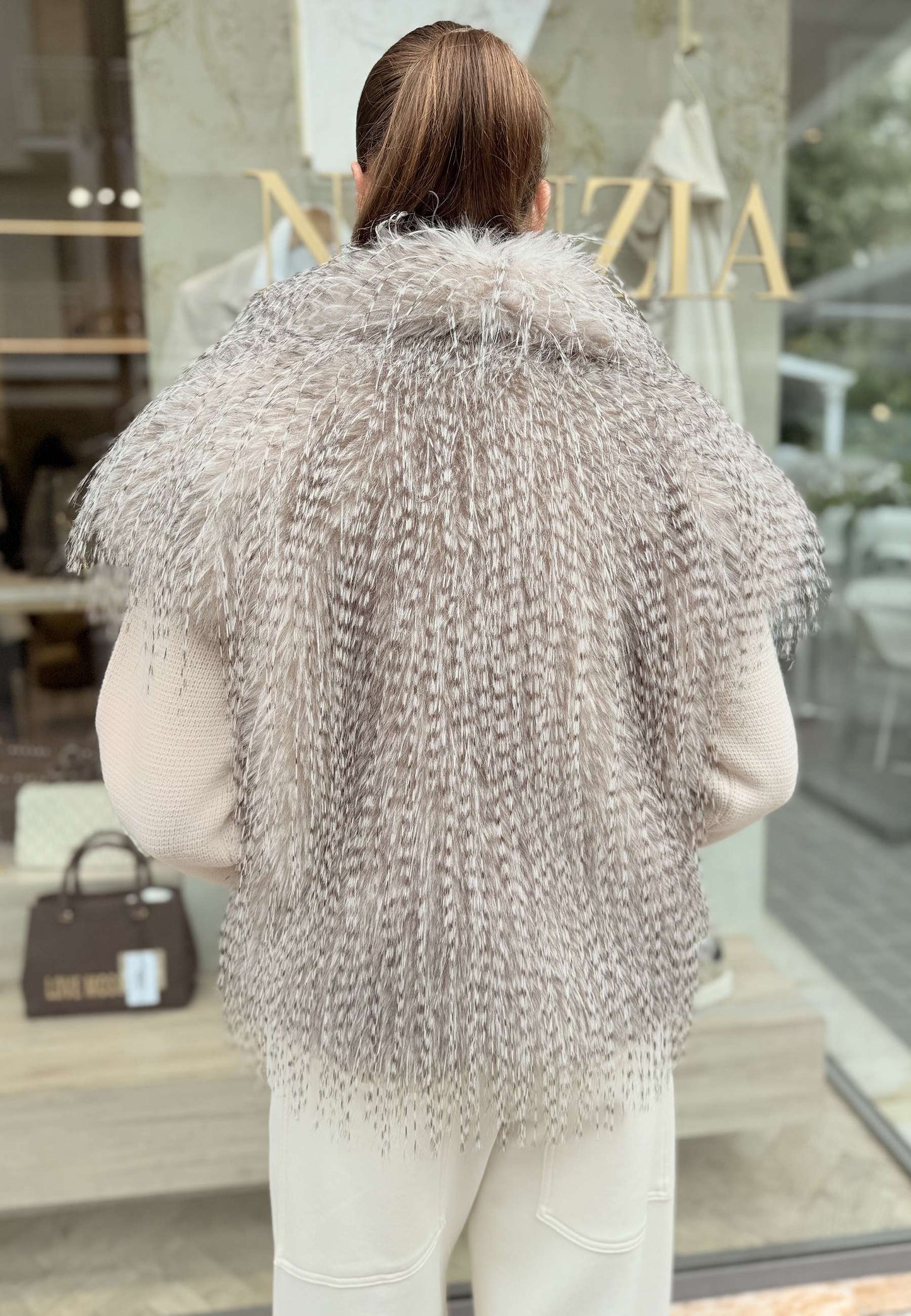 MOTEL - Gilet Ecopelliccia Pelo Lungo Grigio
