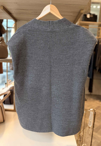 MOTEL - Cardigan Gilet Over Spalline Grigio