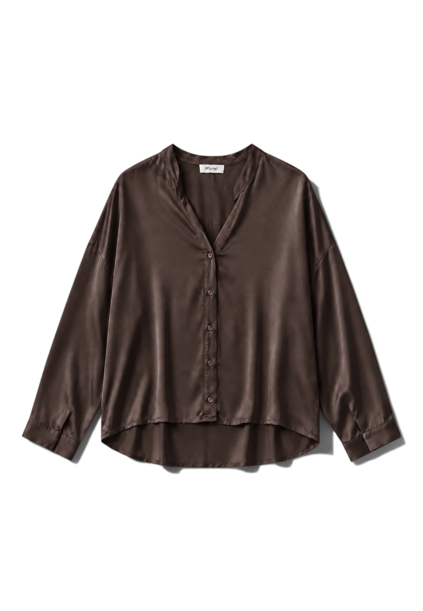 MOTEL - Camicia Viscosa Collo Coreana Moka