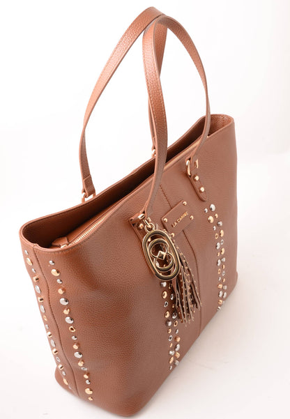 LA CARRIE - Shopping Bag Explosion Vera Pelle Cuoio