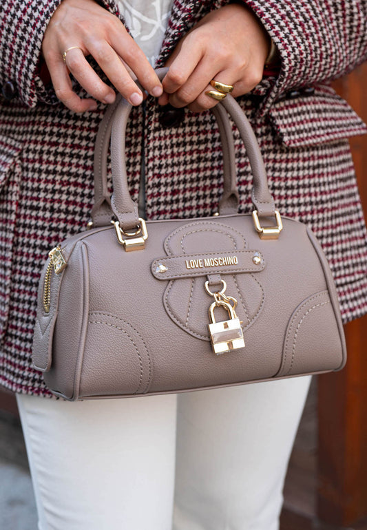 LOVE MOSCHINO - Borsa A Mano Padlock Taupe