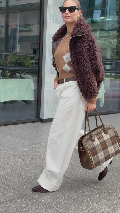 LA CARRIE - Shopping Bag Scottish Combi Marrone